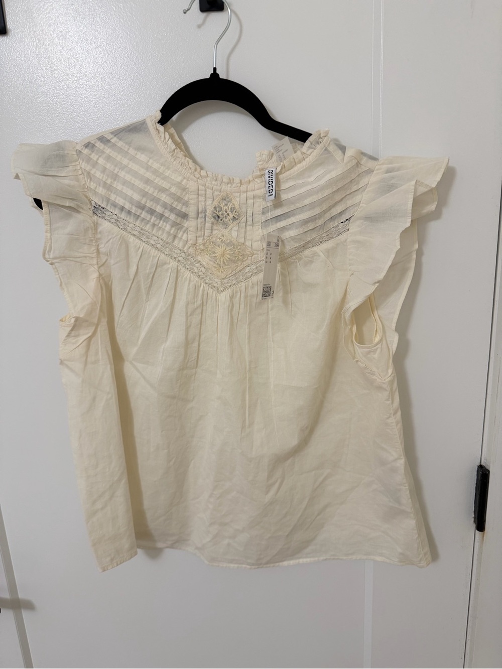 H&M Cream Ruffle Yoke Blouse